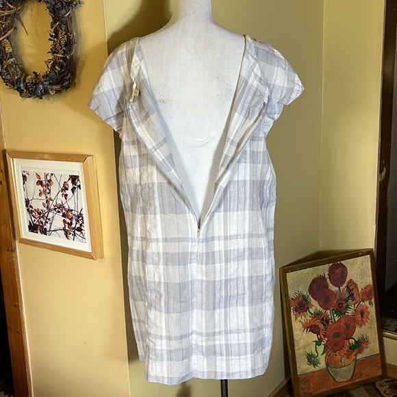 EILEEN FISHER Size Large Plaid Print Midi Tank Organic Cotton Linen breathable - Picture 4 of 15